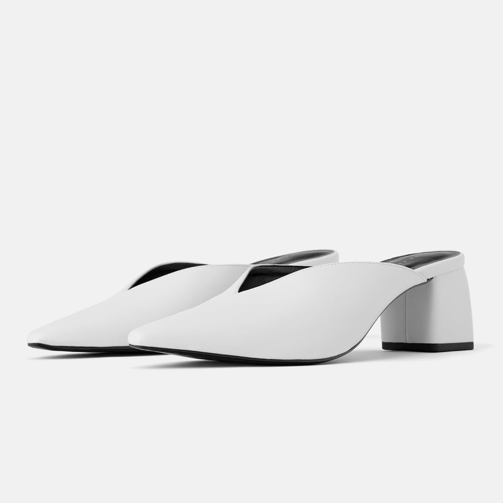 Zara White Mules